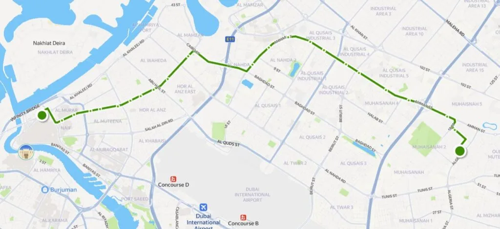 13D Bus route map dubai