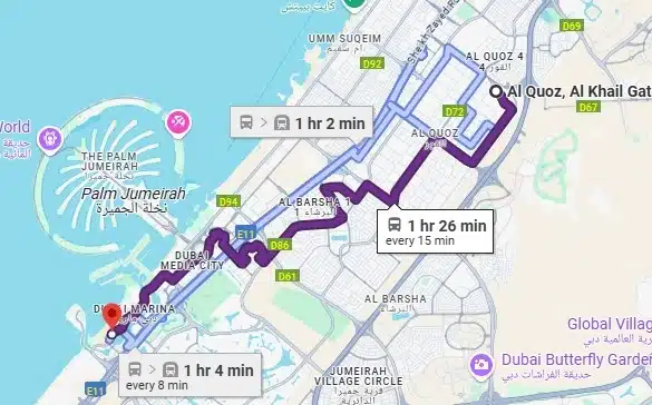 84 bus route map dubai