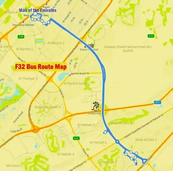 F32 Bus Route map