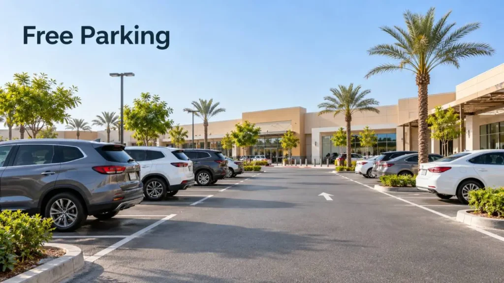 Free parking at a Dubai neighborhood mall